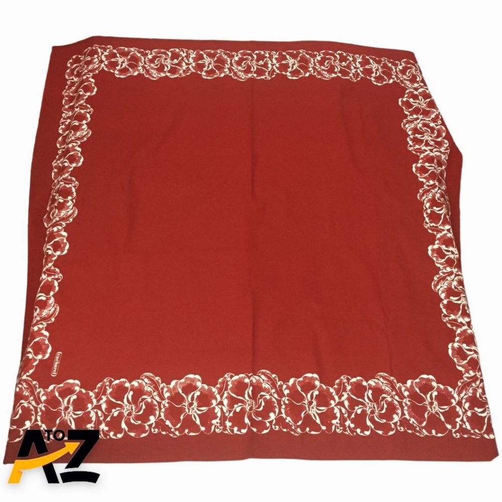 Vintage Cacharel Linen Tablecloth 52 x 52 Square Flowers